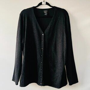 INC International Concepts Womens Black Metallic Shimmer Cardigan Sweater Sz 2X